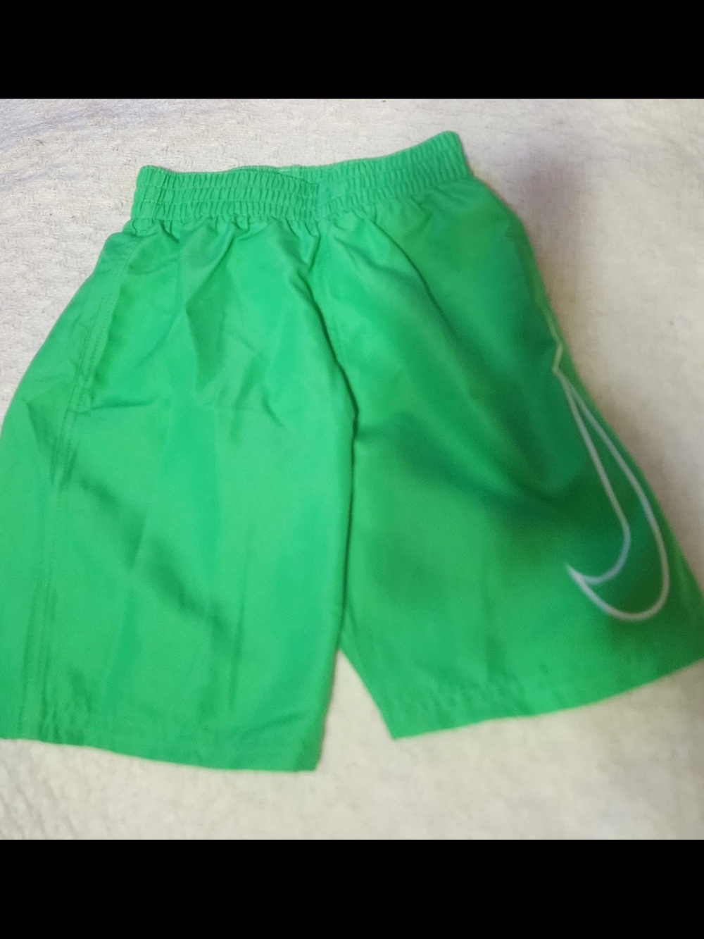 Nike Kids Green Swim Trunks with Swoosh